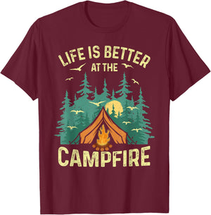 Unique Camping Gift RV Camper Accessories & Stuff -Adults, Kids Black Cotton 60%, Polyester 40% Short Sleeve Small Camping, Outdoor Adventures T-Shirt - T-Shirt | Maroon
