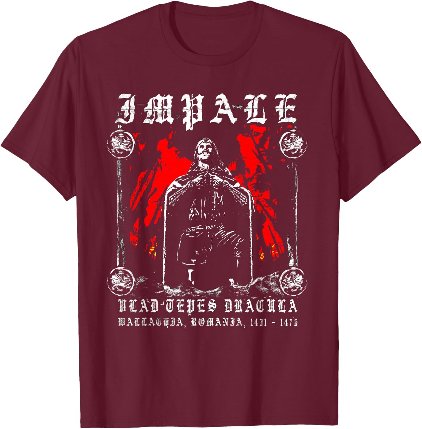 Vlad The Impaler - Vlad Tepes vlad Dracula T-Shirt - T-Shirt | Maroon