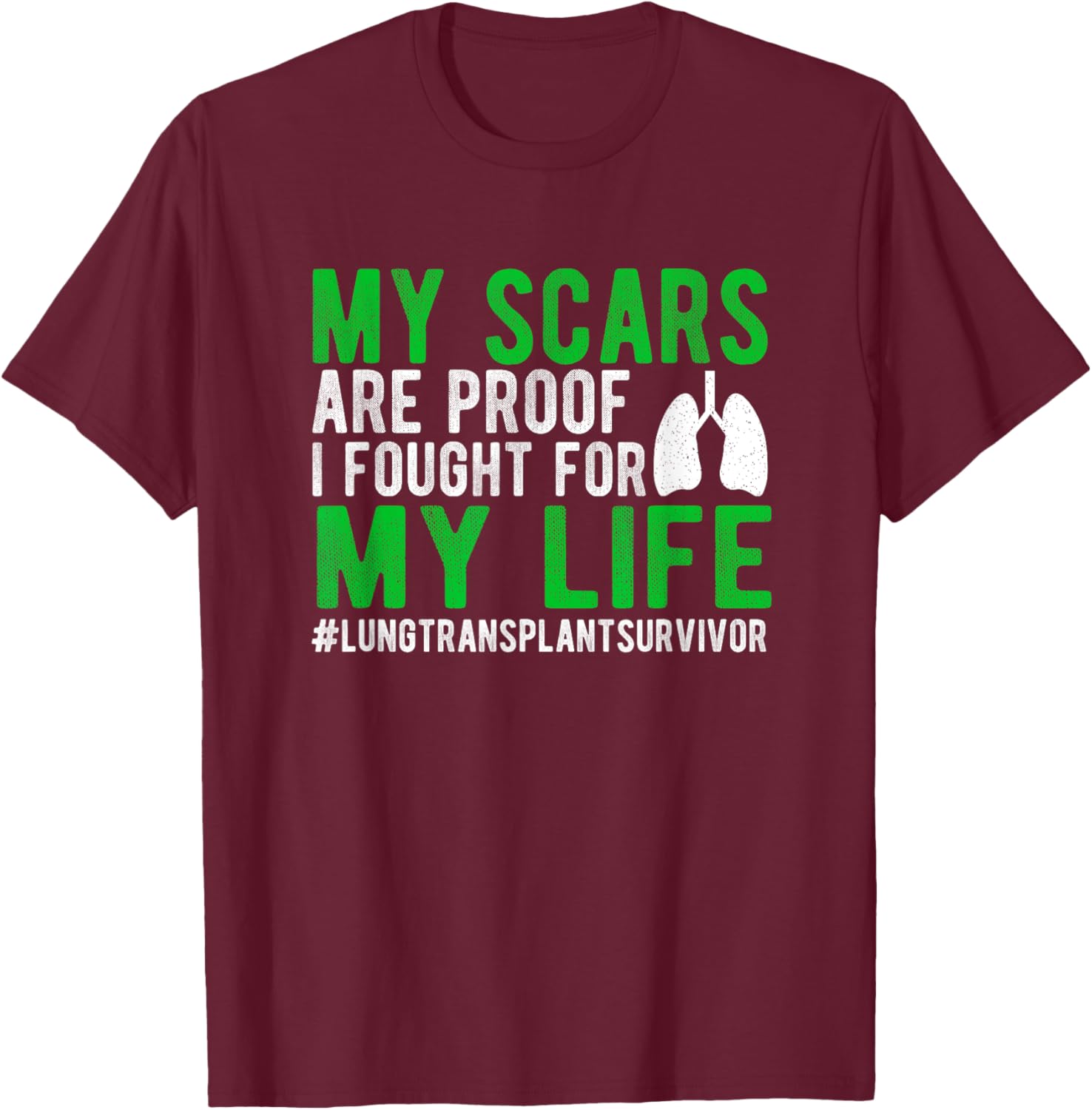 New Lung Transplant Recovery Lung Recipient Black Lung Transplant Survivor T-Shirt - T-Shirt | Maroon