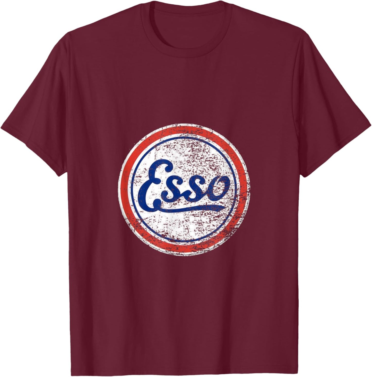 Vintage Esso Gas Station Sign T-Shirt - T-Shirt | Maroon