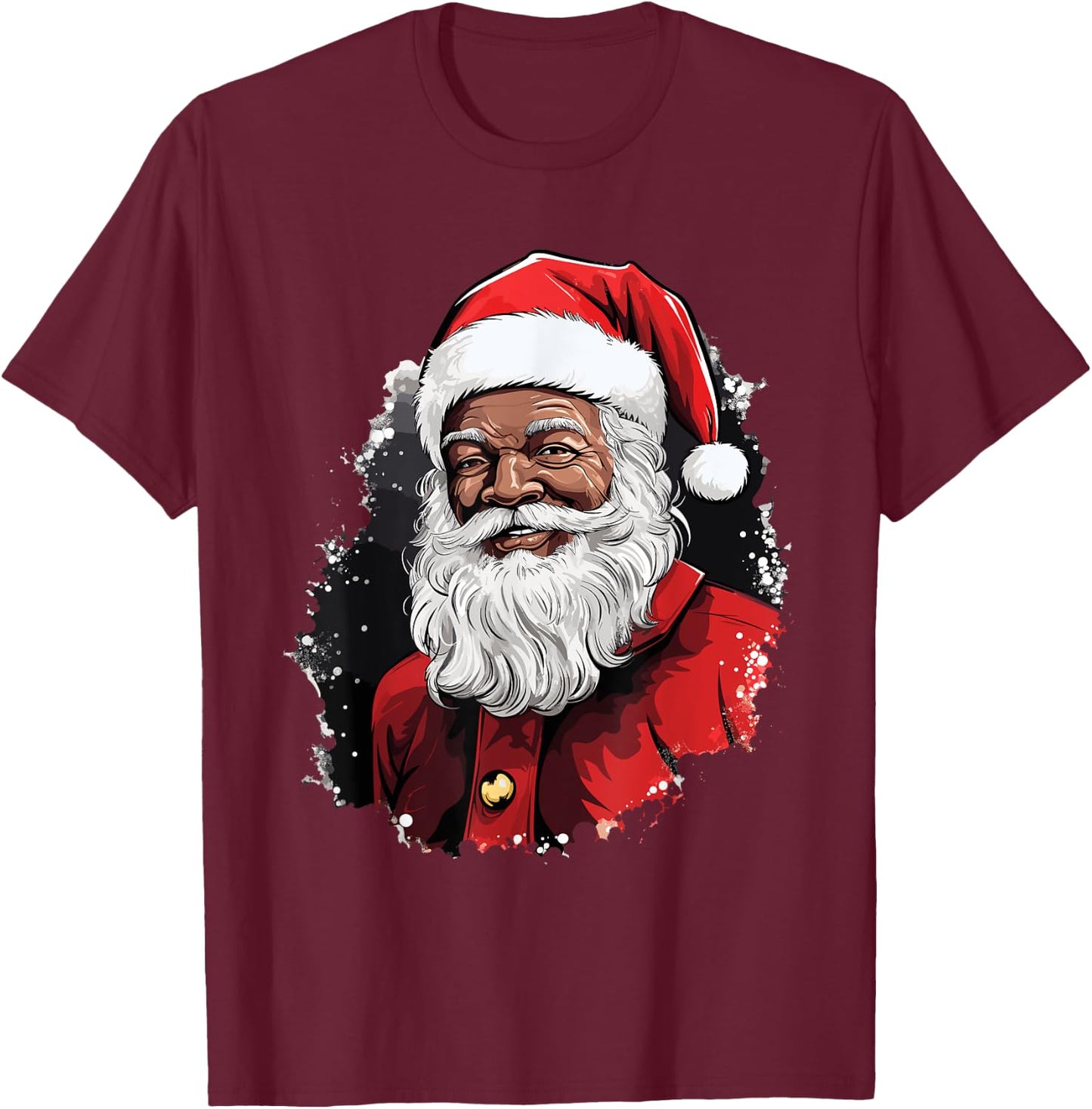 Santa Claus Black Christmas Xmas Santa Afro African American T-Shirt - T-Shirt | Maroon
