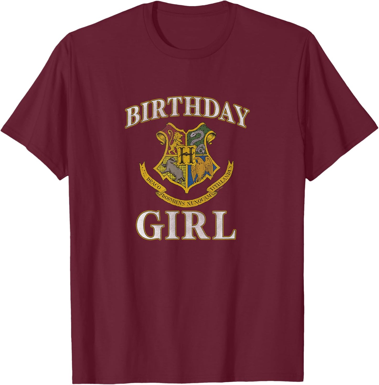 Harry Potter Birthday Girl Hogwarts Iconic Emblem Logo T-Shirt - T-Shirt | Maroon