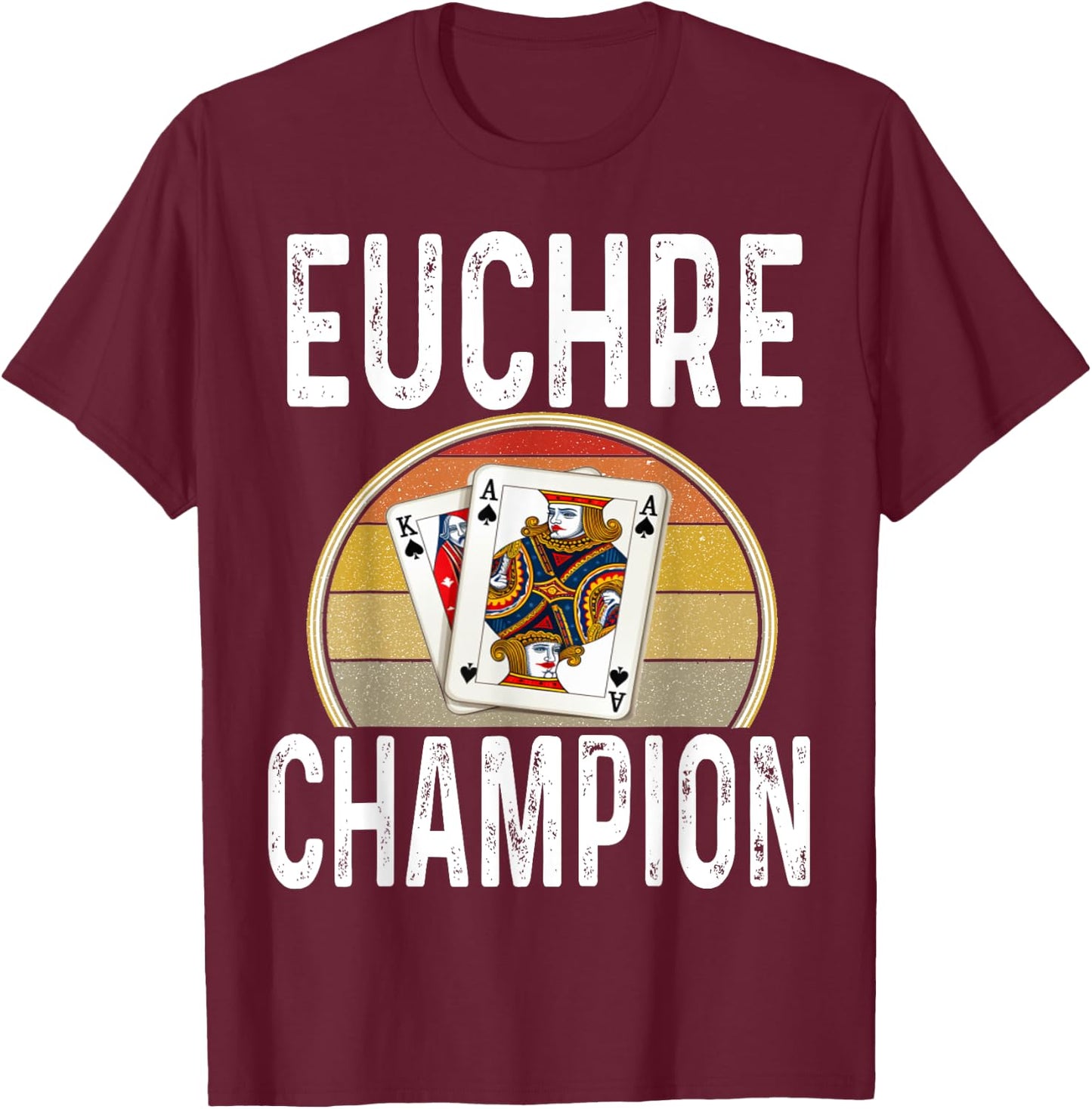 Euchre Champion Game Night Player Card Game Cards Retro T-Shirt - T-Shirt | Maroon
