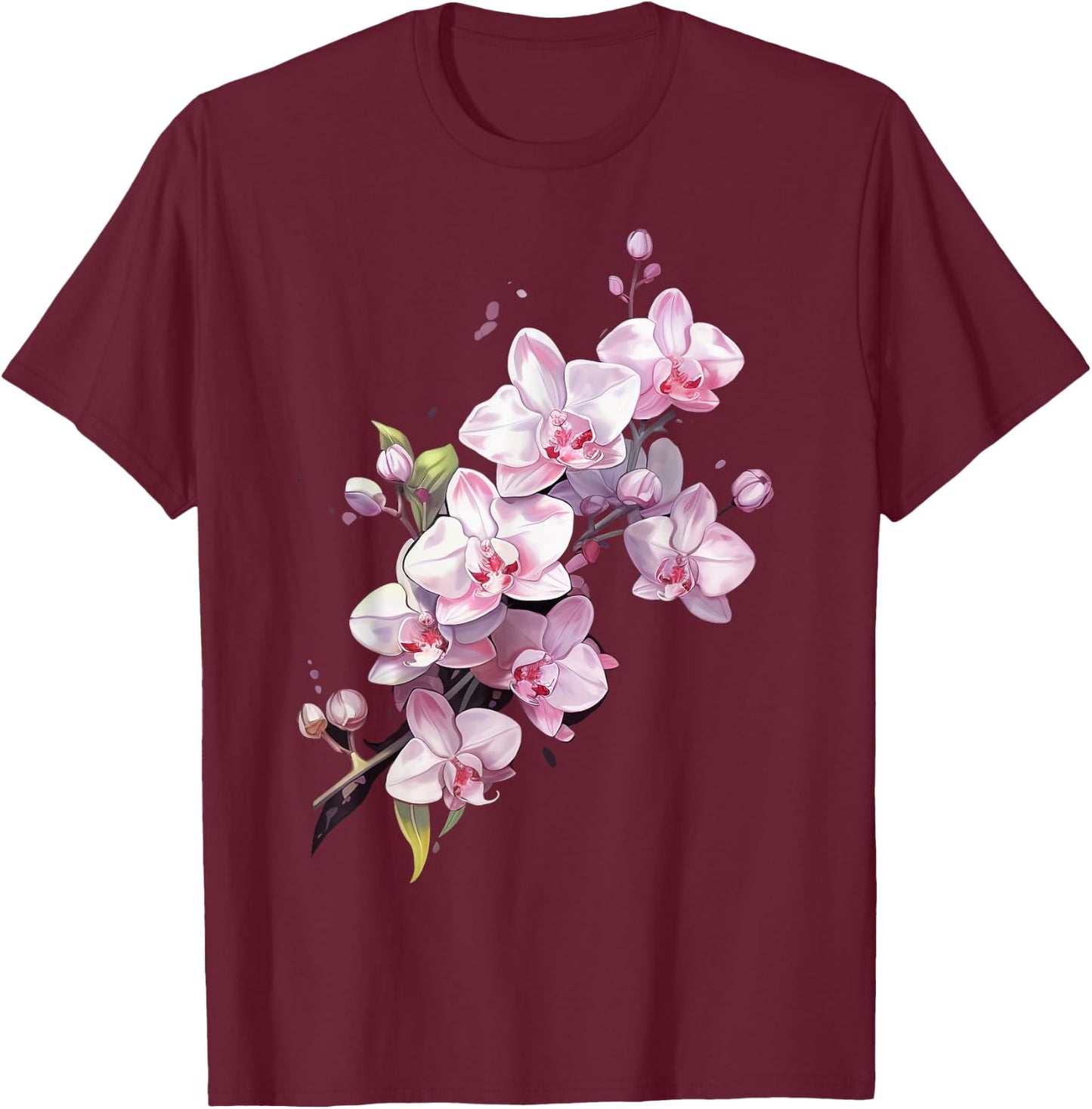 Beautiful Orchid Flower on floral Orchid T-Shirt - T-Shirt | Maroon