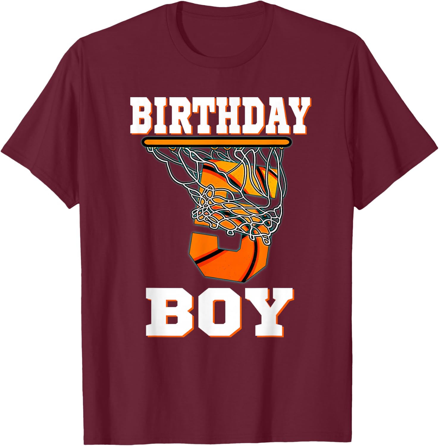 5 Years Old Basketball Boy 5th Birthday Party Celebration T-Shirt - T-Shirt | Maroon