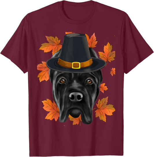 Fall Cane Corso Pilgrim Thanksgiving T-Shirt - T-Shirt | Maroon