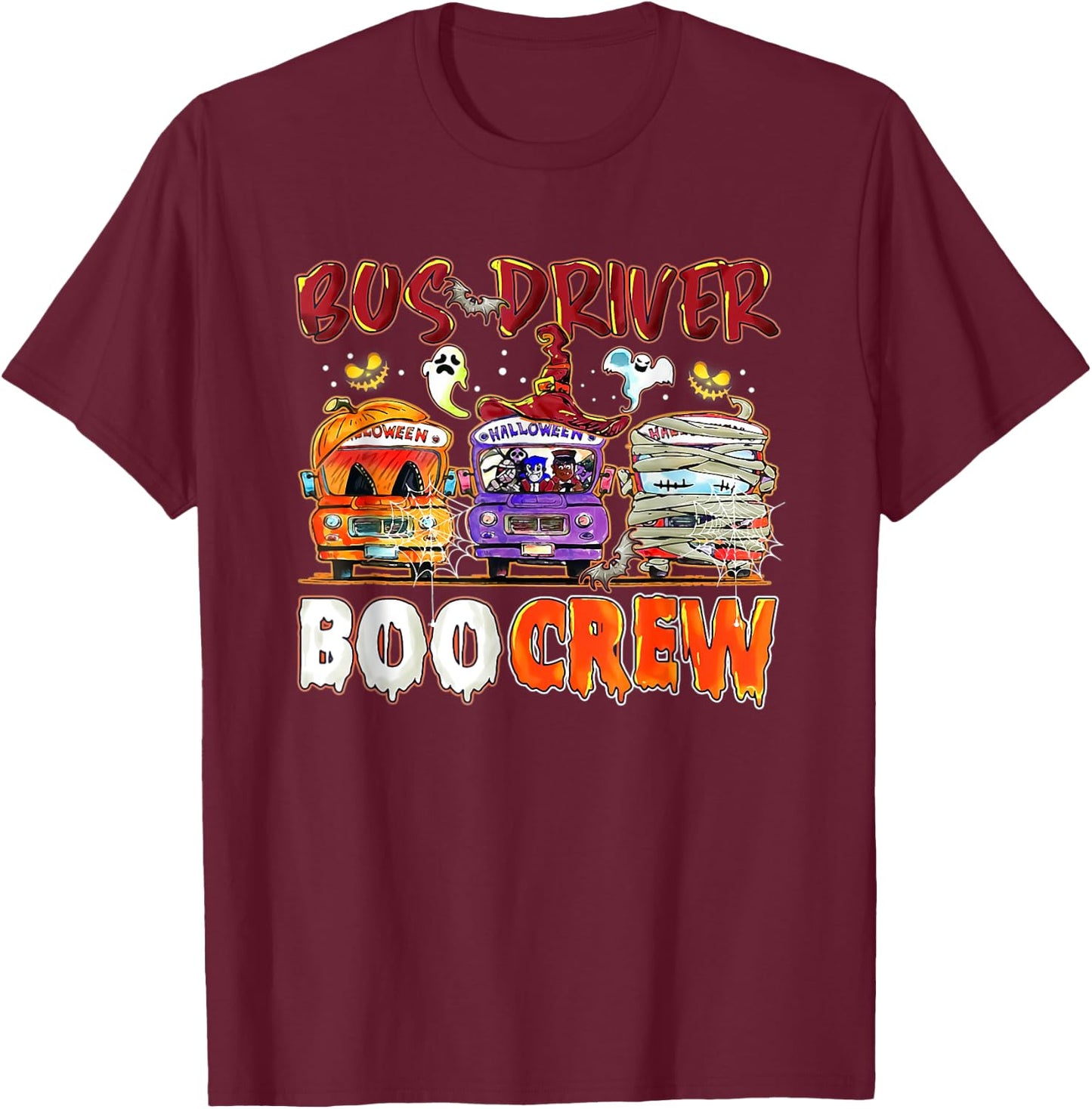 Bus Driver Boo Crew School Bus Driver Life Halloween T-Shirt - T-Shirt | Maroon