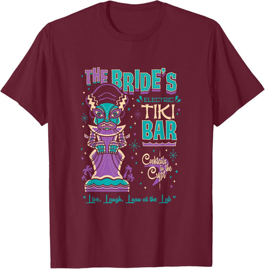 Bride of Frankenstein Tiki Bar Vintage Creepy Cute Surf T-Shirt - T-Shirt | Maroon