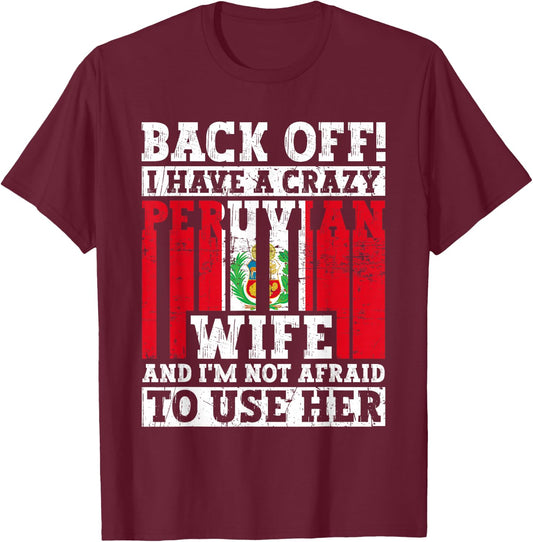 Funny Peruvian Husband Apparel Peru Flag Roots Heritage T-Shirt - T-Shirt | Maroon