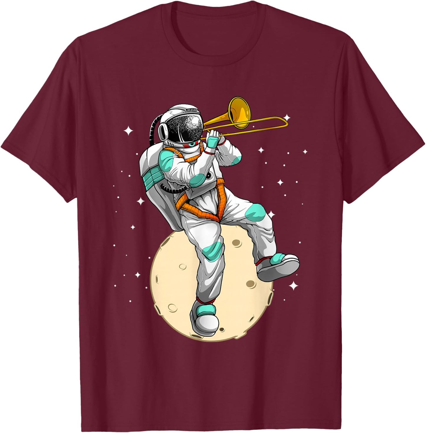 Funny Astronaut Trombone Art Women Trombone Player T-Shirt - T-Shirt | Maroon