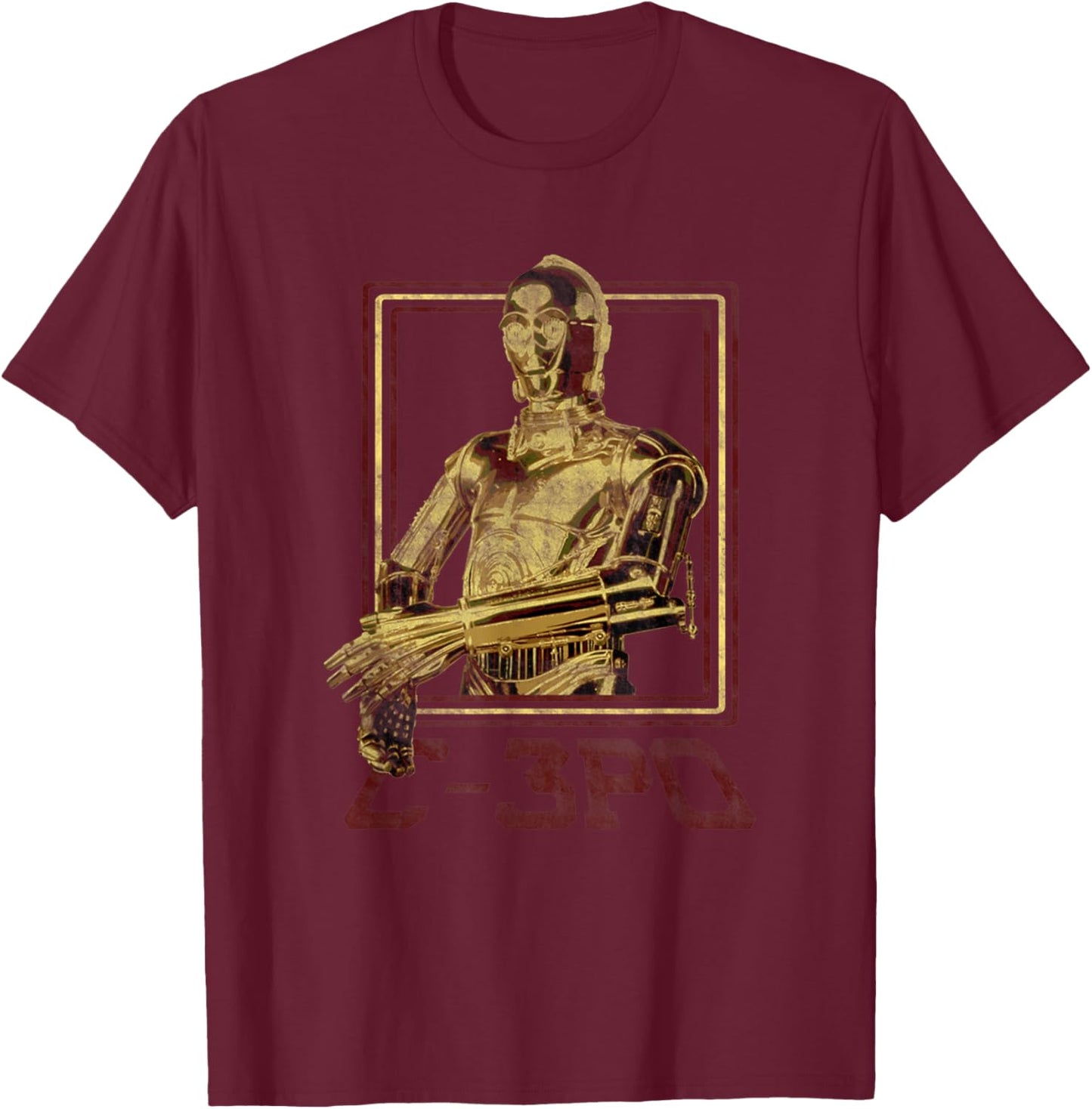 Star Wars Classic C-3PO Vintage Droid Retro Box Portrait T-Shirt - T-Shirt | Maroon
