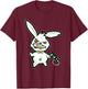 Crazy Loaded Pistol Psycho Bunny Shirt - Cartoon T-Shirt - T-Shirt | Maroon