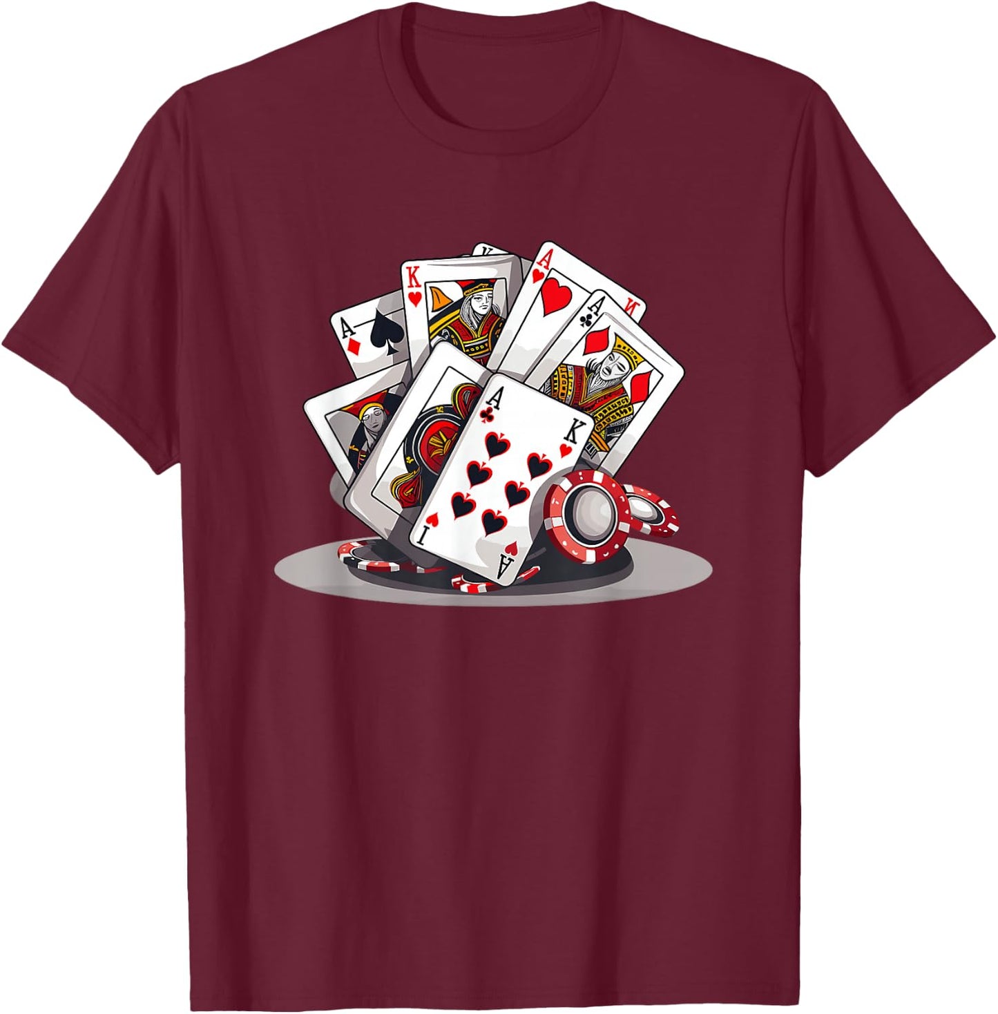 Funny Poker Card Player Casino Gambler Poker T-Shirt - T-Shirt | Maroon