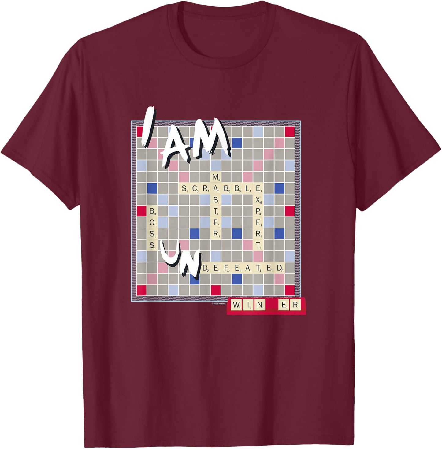 Scrabble I Am Undefeated Winning Letters Vintage Board T-Shirt - T-Shirt | Maroon