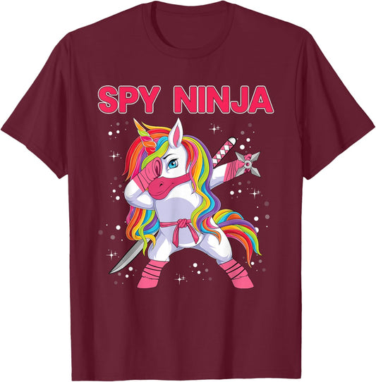 Gaming Spy Unicorn Ninja Gamers Gaming Enthusiast T-Shirt - T-Shirt | Maroon