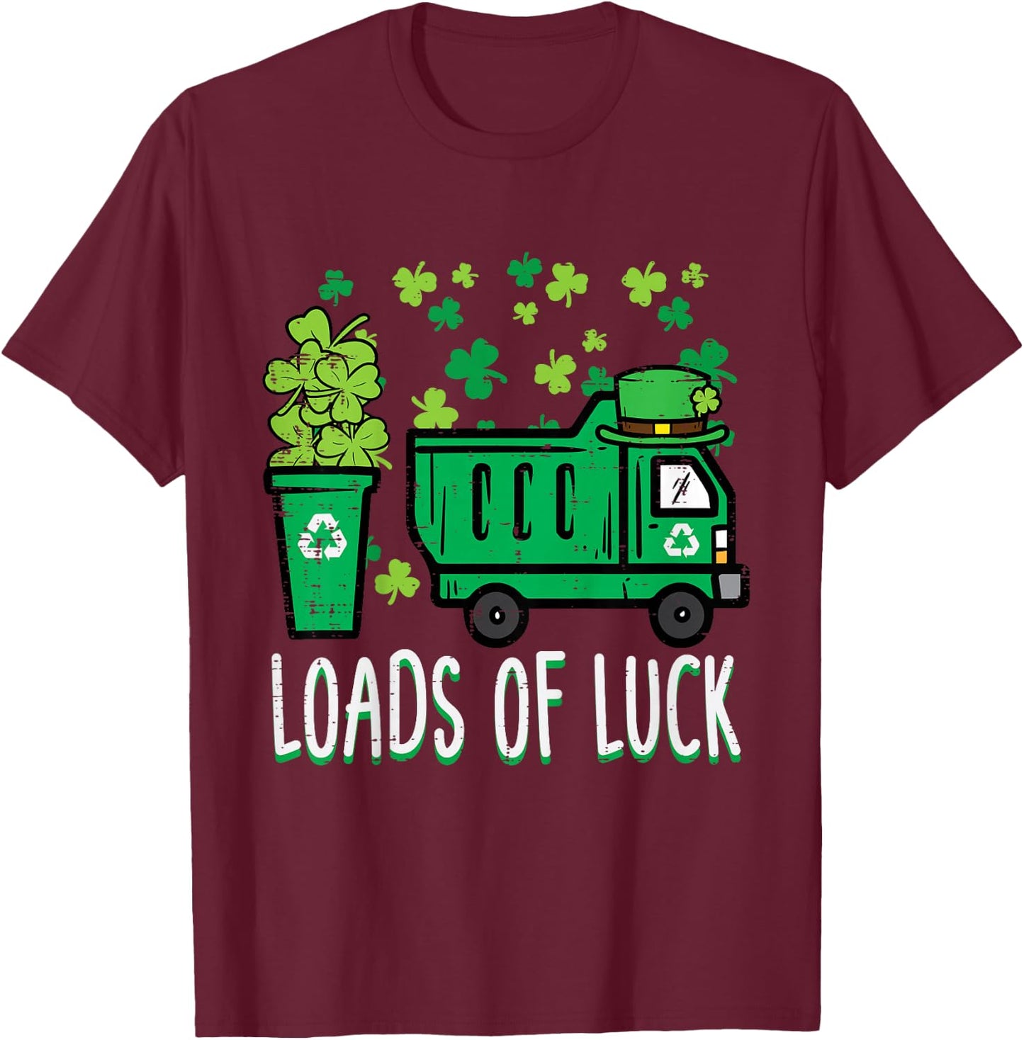 Kids St Patricks Day Garbage Truck Load Of Luck Toddler Boys T-Shirt - T-Shirt | Maroon