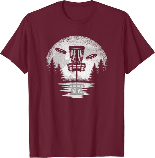Vintage Disc Golf Basket Tree Frisbee Golf Lover Men Women T-Shirt - T-Shirt | Maroon