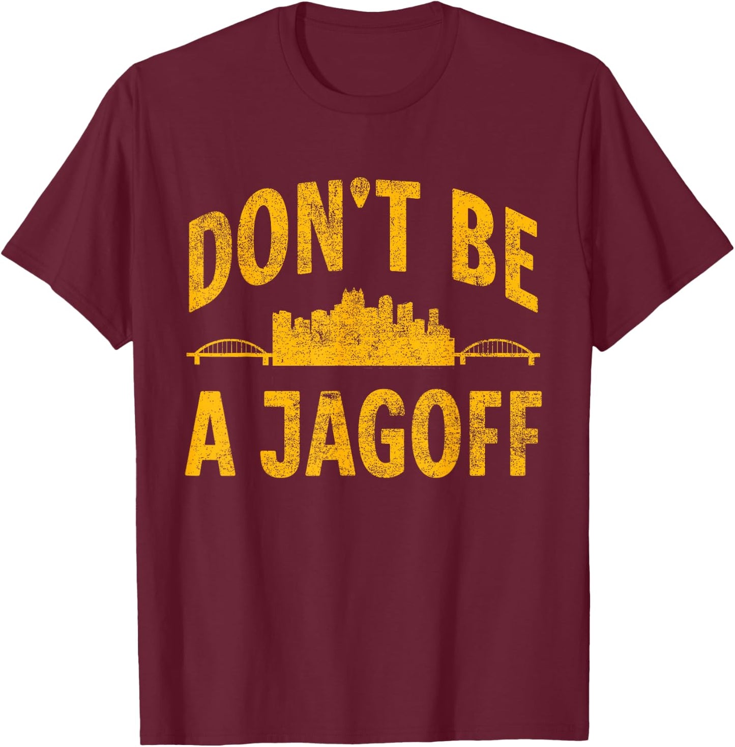 Funny Pittsburgh Jagoff Steel City Skyline 412 Home Vintage T-Shirt - T-Shirt | Maroon