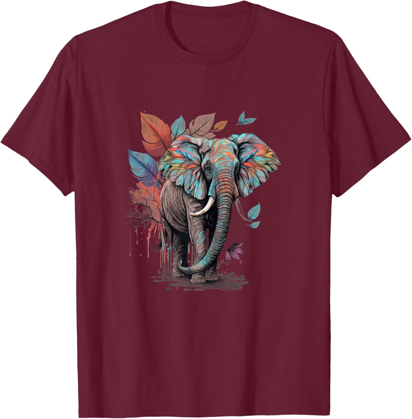 Boho Elephant | Bohemain Style | Cute Elephant T-Shirt - T-Shirt | Maroon