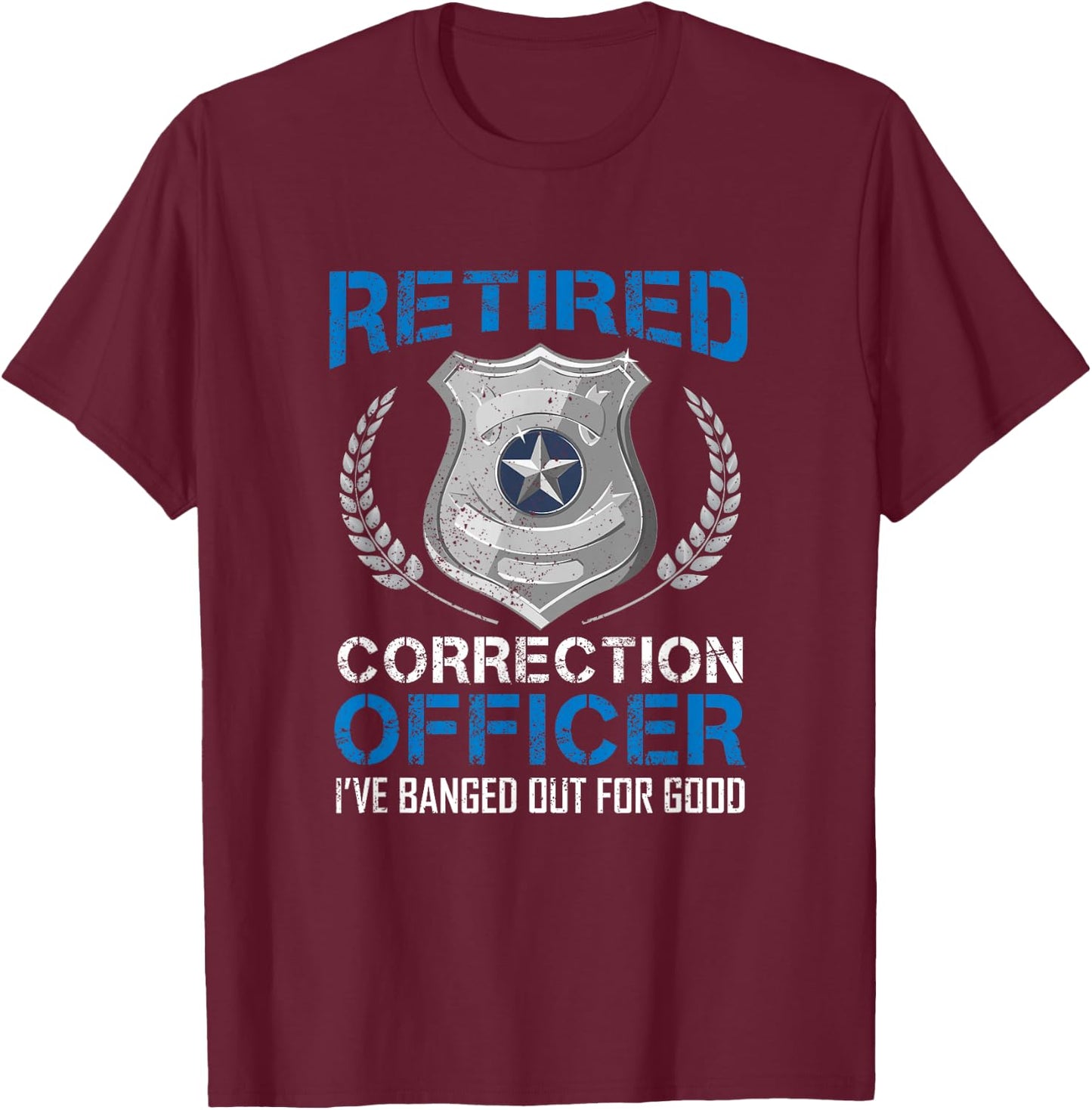Retired Corrections Officer Badge - Men's Black Classic Fit Short Sleeve - Law Enforcement - Size Small T-Shirt - T-Shirt | Maroon