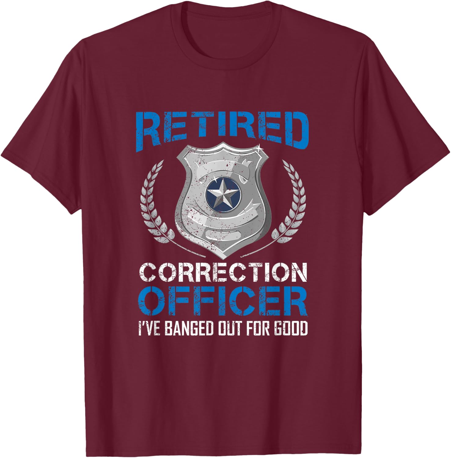 Retired Corrections Officer Badge - Men's Black Classic Fit Short Sleeve - Law Enforcement - Size Small T-Shirt - T-Shirt | Maroon