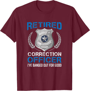Retired Corrections Officer Badge - Men's Black Classic Fit Short Sleeve - Law Enforcement - Size Small T-Shirt - T-Shirt | Maroon