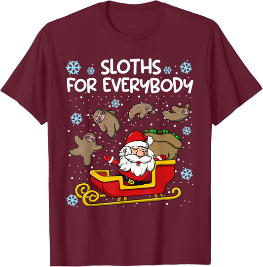 Sloths for Everybody Funny Sloth Christmas Women T-Shirt - T-Shirt | Maroon