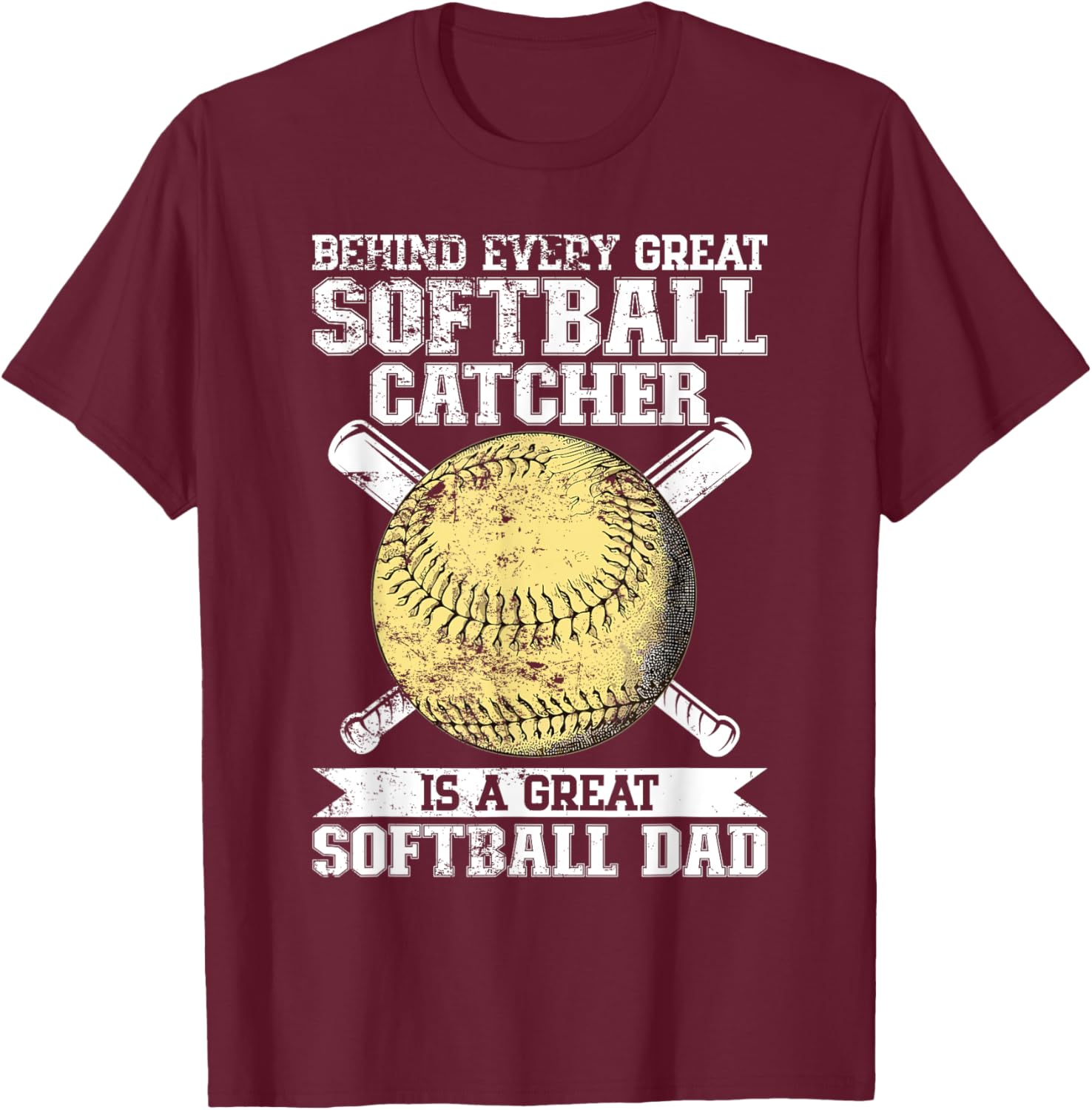 Softball Catcher Dad Pitcher Fastpitch Coach Fathers Day T-Shirt - T-Shirt | Maroon