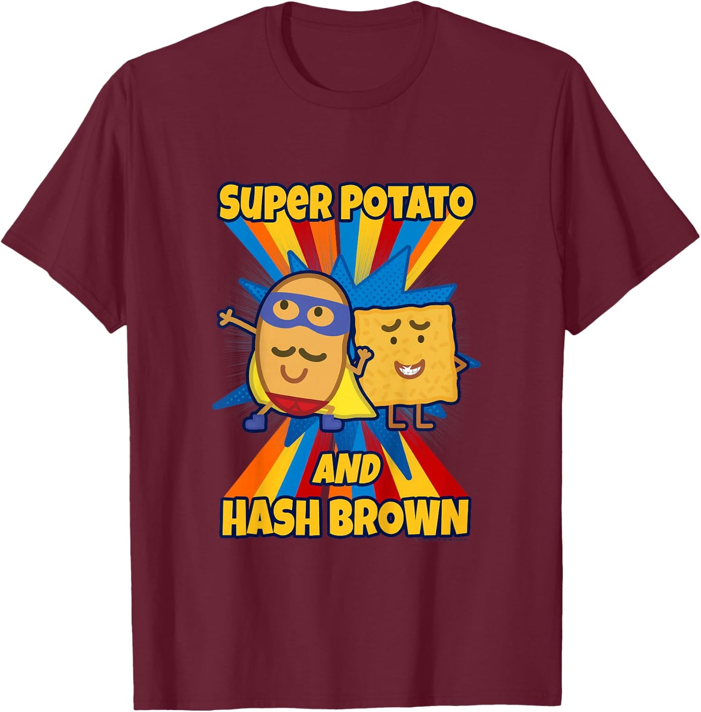 Kids Peppa Pig Super Potato and Hash Brown T-Shirt - T-Shirt | Maroon
