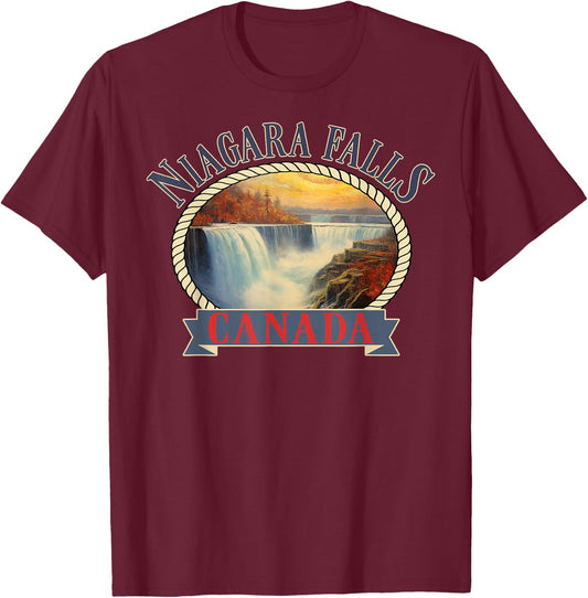 Niagara Falls Canada USA Nature river T-Shirt - T-Shirt | Maroon