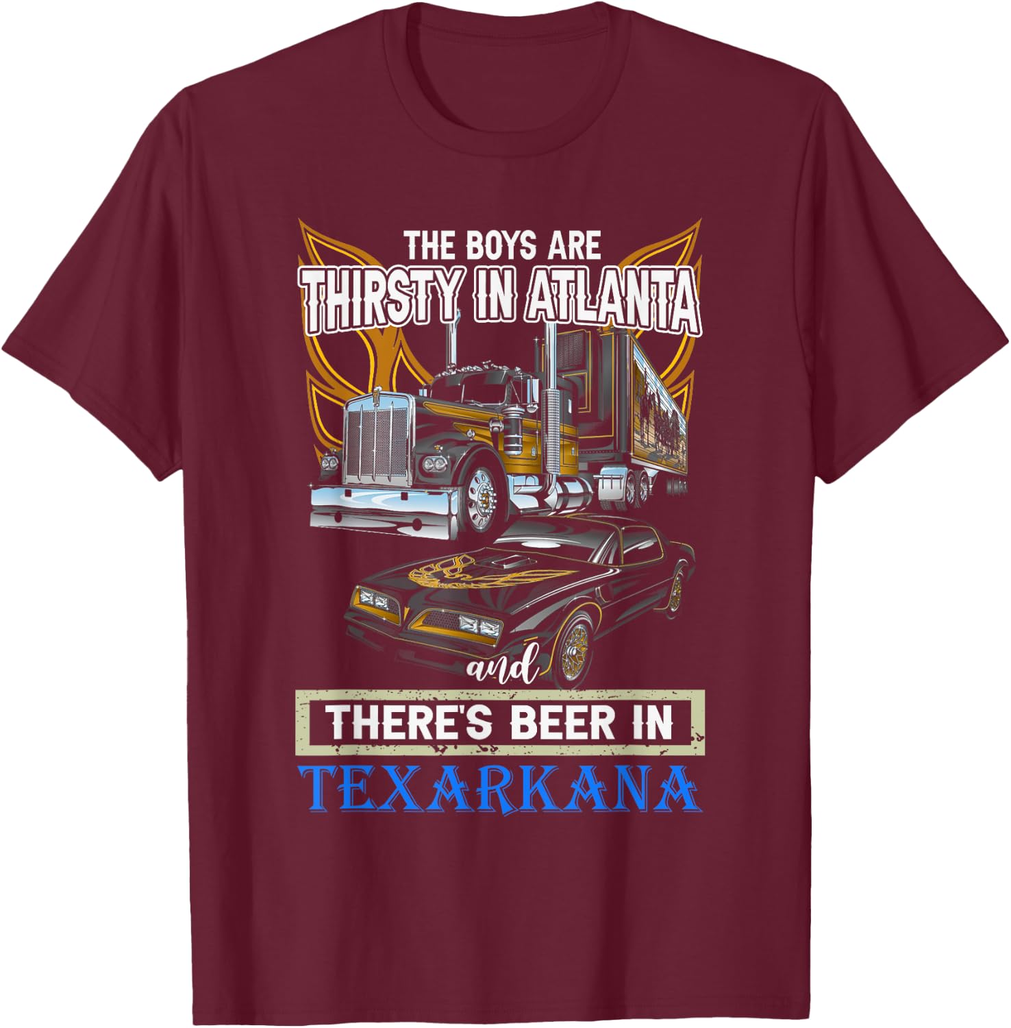 Vintage Trucking Bandit 1977 Snowman Classic Art Cars T-Shirt - T-Shirt | Maroon