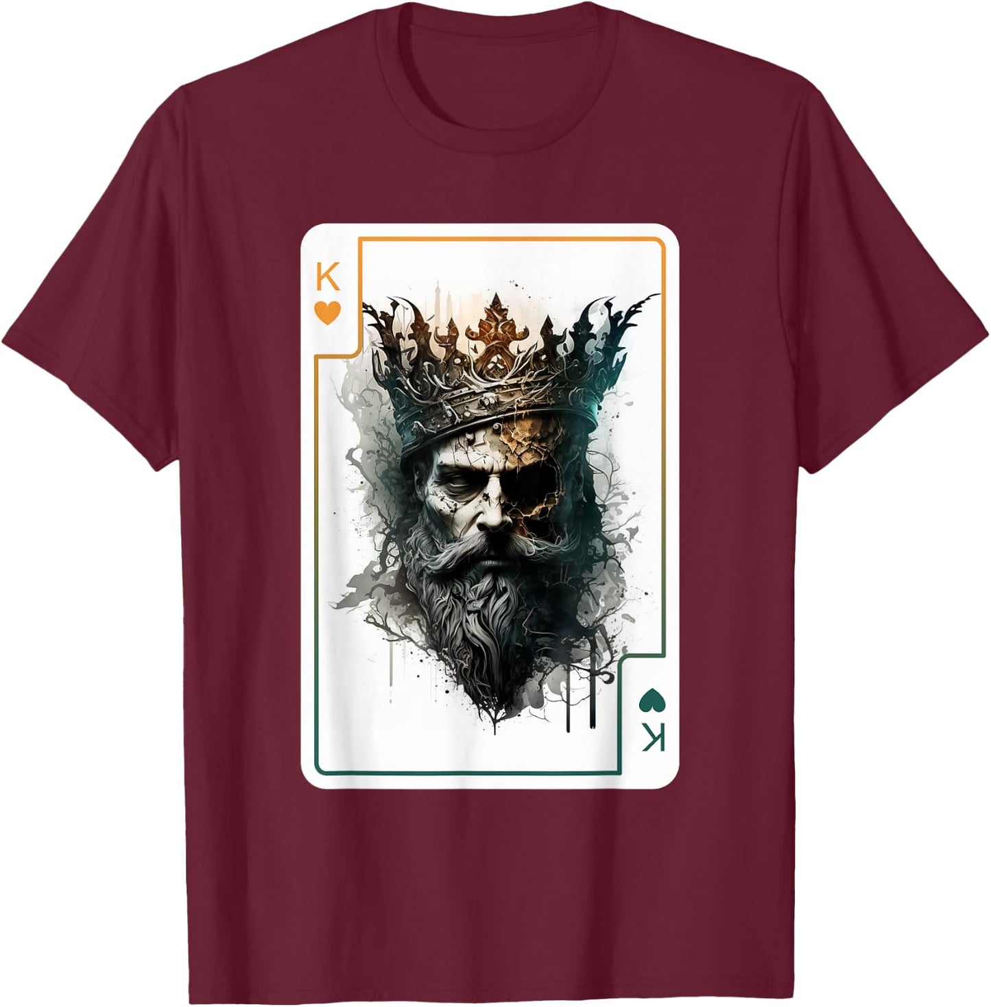 King of Hearts Creepy Card Game Poker Gothic Halloween T-Shirt - T-Shirt | Maroon