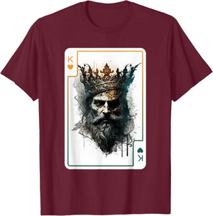 King of Hearts Creepy Card Game Poker Gothic Halloween T-Shirt - T-Shirt | Maroon