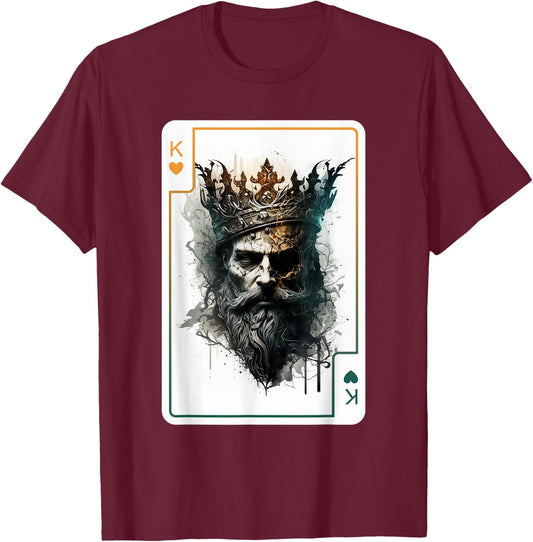 King of Hearts Creepy Card Game Poker Gothic Halloween T-Shirt - T-Shirt | Maroon