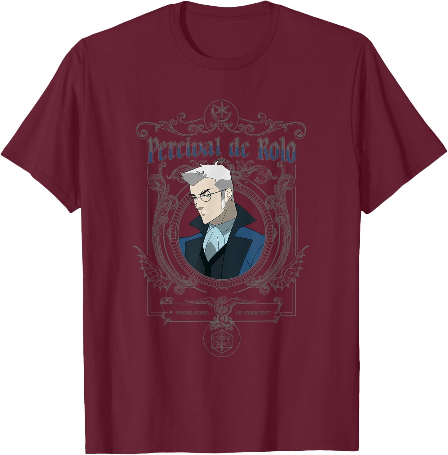 The Legend of Vox Machina Percy Goth Frame Small T-Shirt - T-Shirt | Maroon
