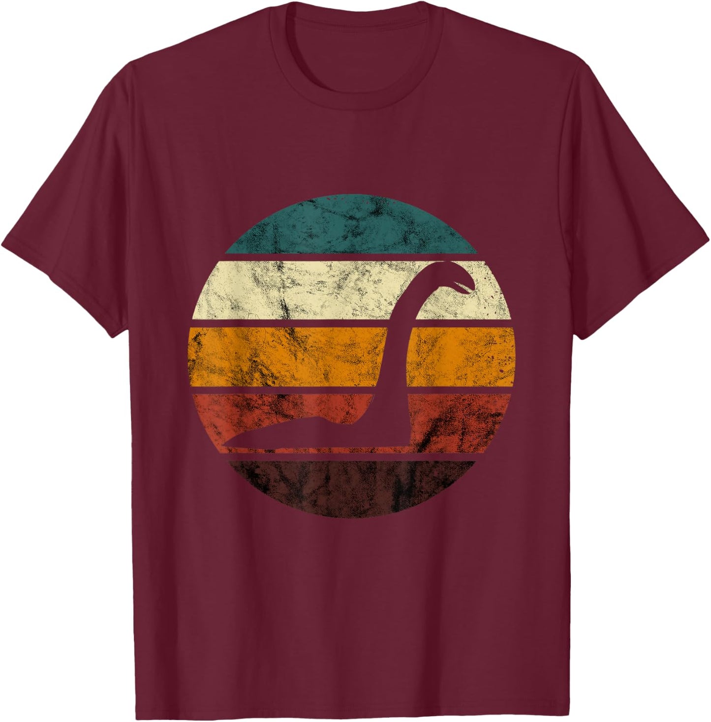 Lochness Monster Retro Loch Ness Sea Monster Nessie T-Shirt - T-Shirt | Maroon
