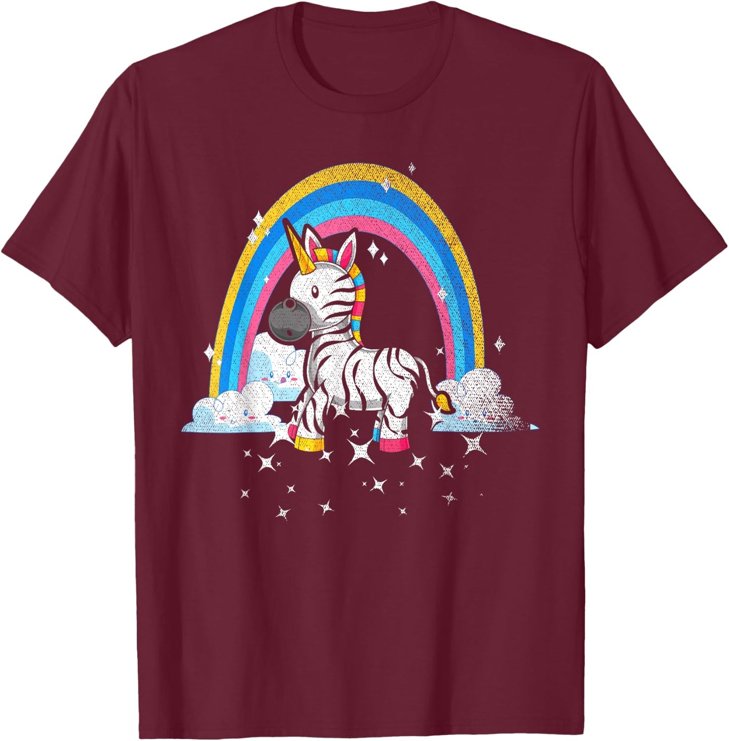 Rainbow Zebracorn Africa Animal Fantasy Zebra Unicorn T-Shirt - T-Shirt | Maroon