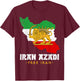 IRAN AZADI Iran Flag Map Lion Sun Sword Free Iran Revolution T-Shirt - T-Shirt | Maroon