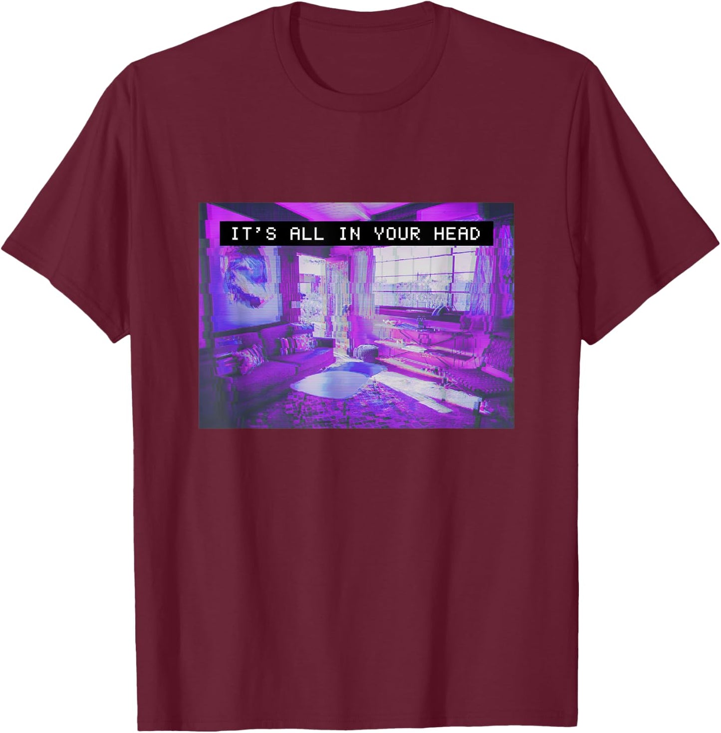 Vaporwave Aesthetic 80s Synthwave It's All in Your Mind Head T-Shirt - T-Shirt | Maroon