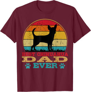 Chihuahua Dad Retro Vintage Dog Owner Breeder Father's Day Men Women Girls Kids T-Shirt - T-Shirt | Maroon