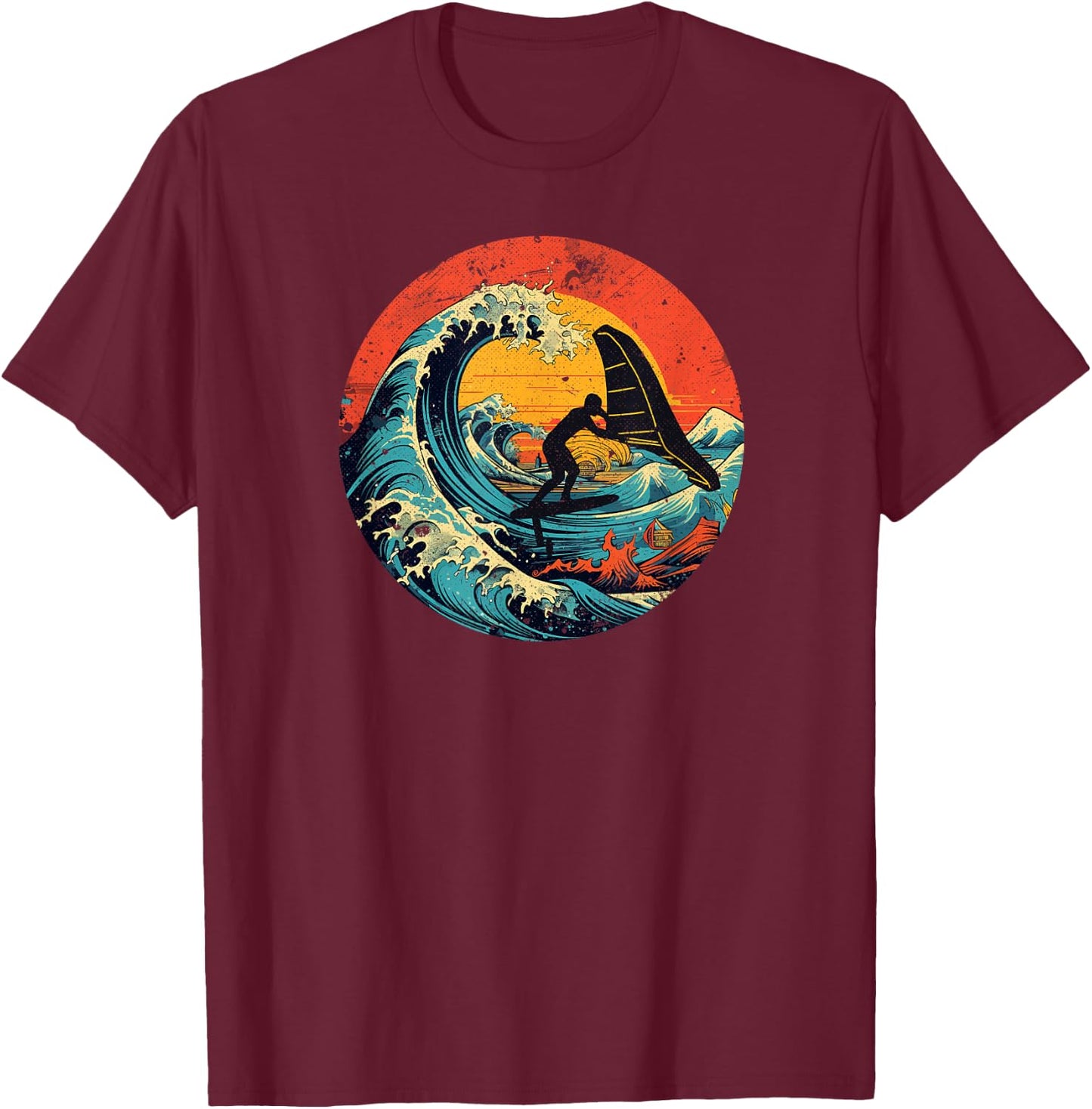 Wingfoil Surfer Wingfoiling Board Vintage Wing Foiling T-Shirt - T-Shirt | Maroon