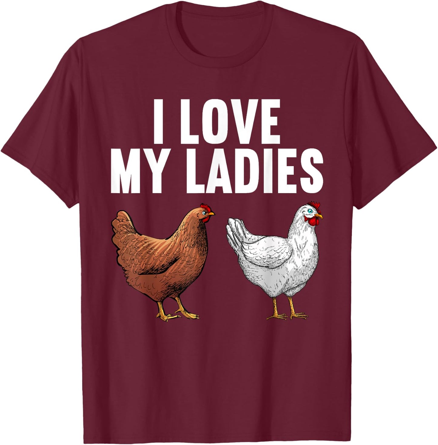 Cool Chicken Art Women Dad Rooster Chicken Farmer T-Shirt - T-Shirt | Maroon