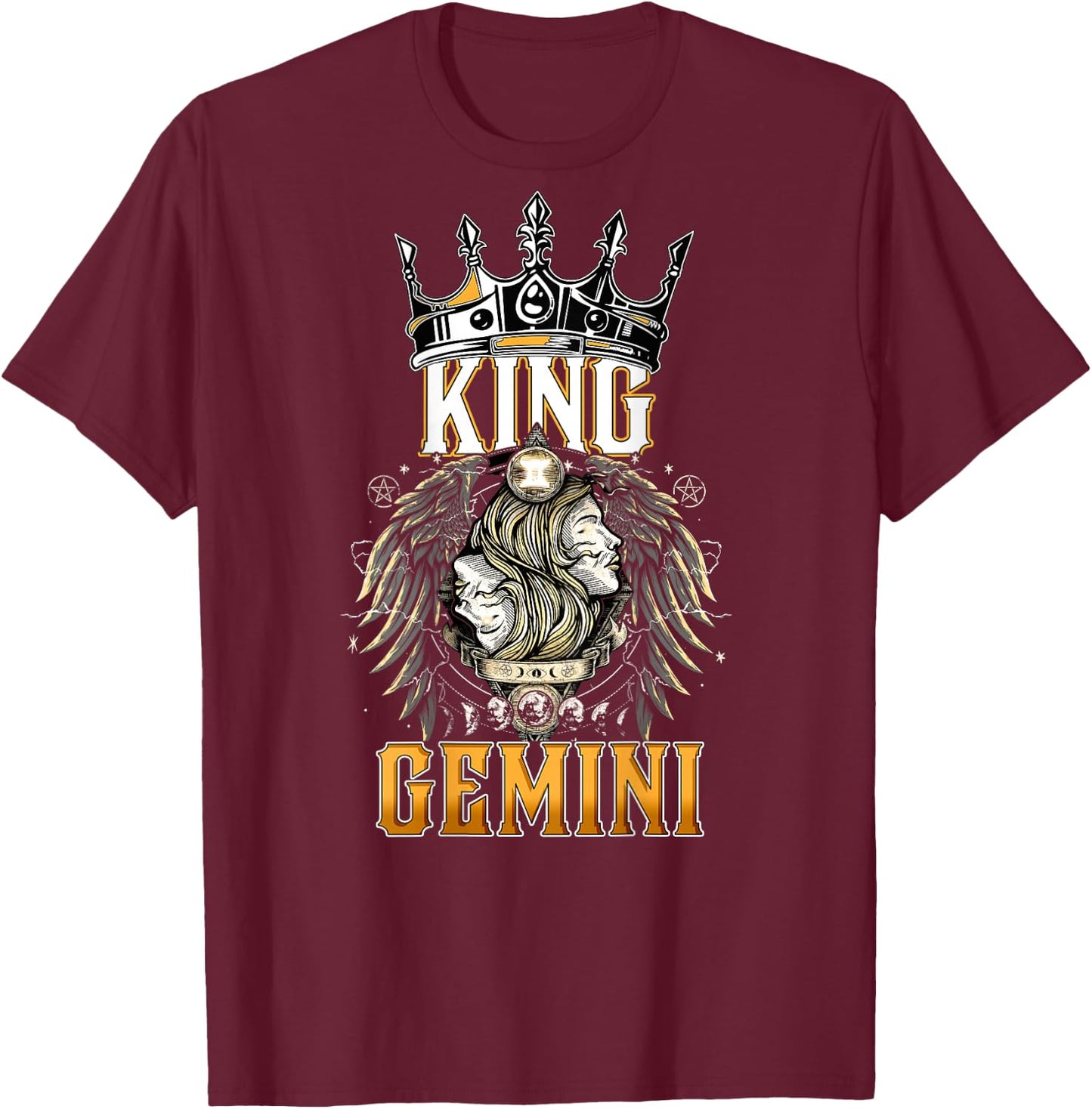 Happy Birthday Gemini King Black King Zodiac Birthday T-Shirt - T-Shirt | Maroon