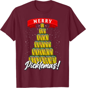Pickle Gifts Men Women Fermentation Ugly Christmas Pickle T-Shirt - T-Shirt | Maroon
