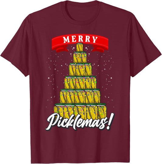 Pickle Gifts Men Women Fermentation Ugly Christmas Pickle T-Shirt - T-Shirt | Maroon