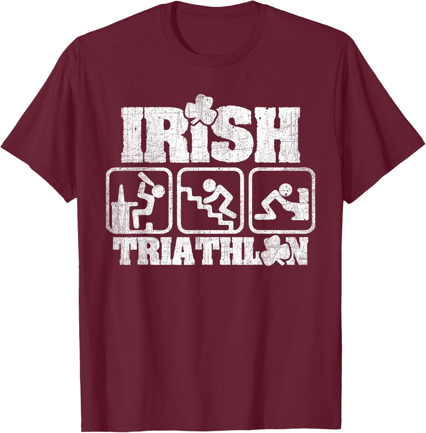 Irish Triathlon St. Patrick's Day Day Drinking Party T-Shirt - T-Shirt | Maroon
