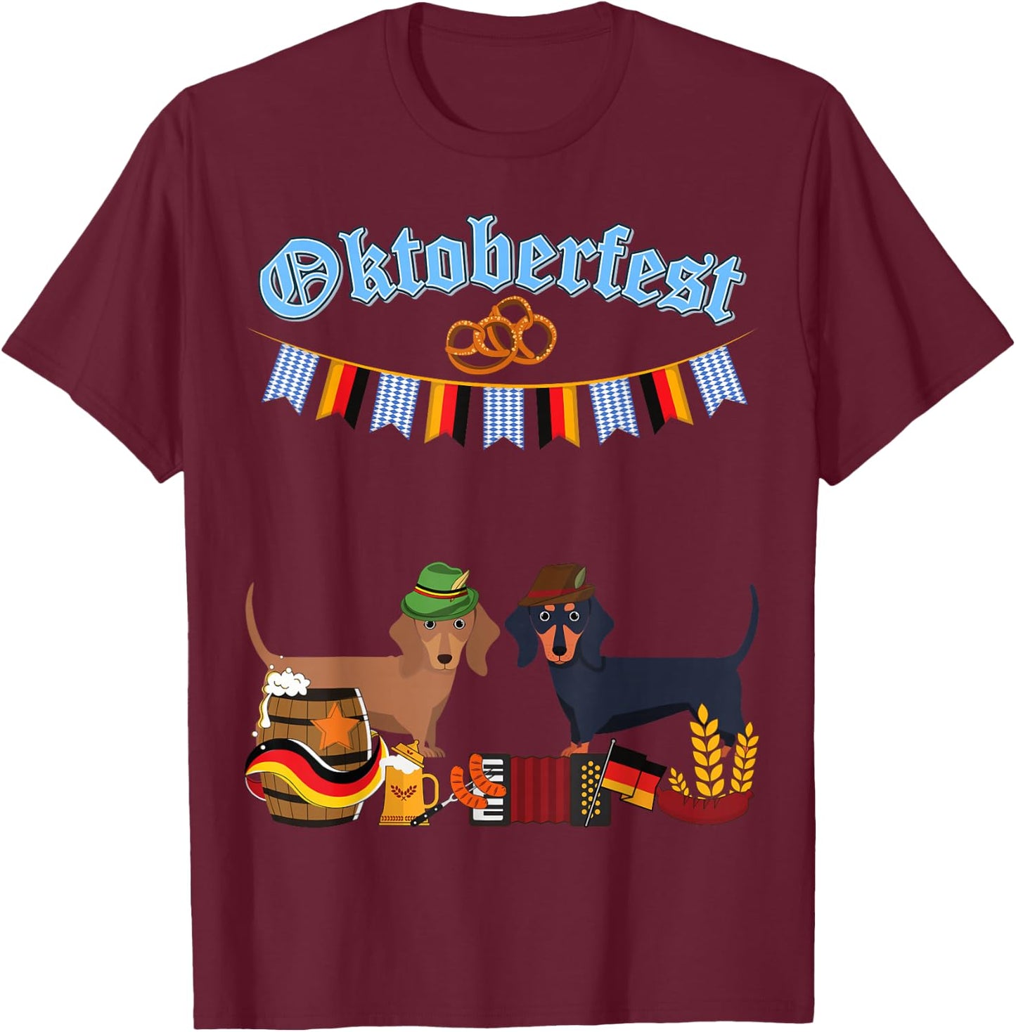 Dachshund Oktoberfest T-Shirt - T-Shirt | Maroon