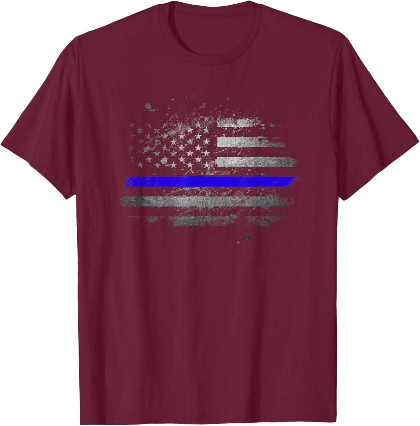 USA Flag Police Support Patriotic Law Enforcement Officer T-Shirt - T-Shirt | Maroon