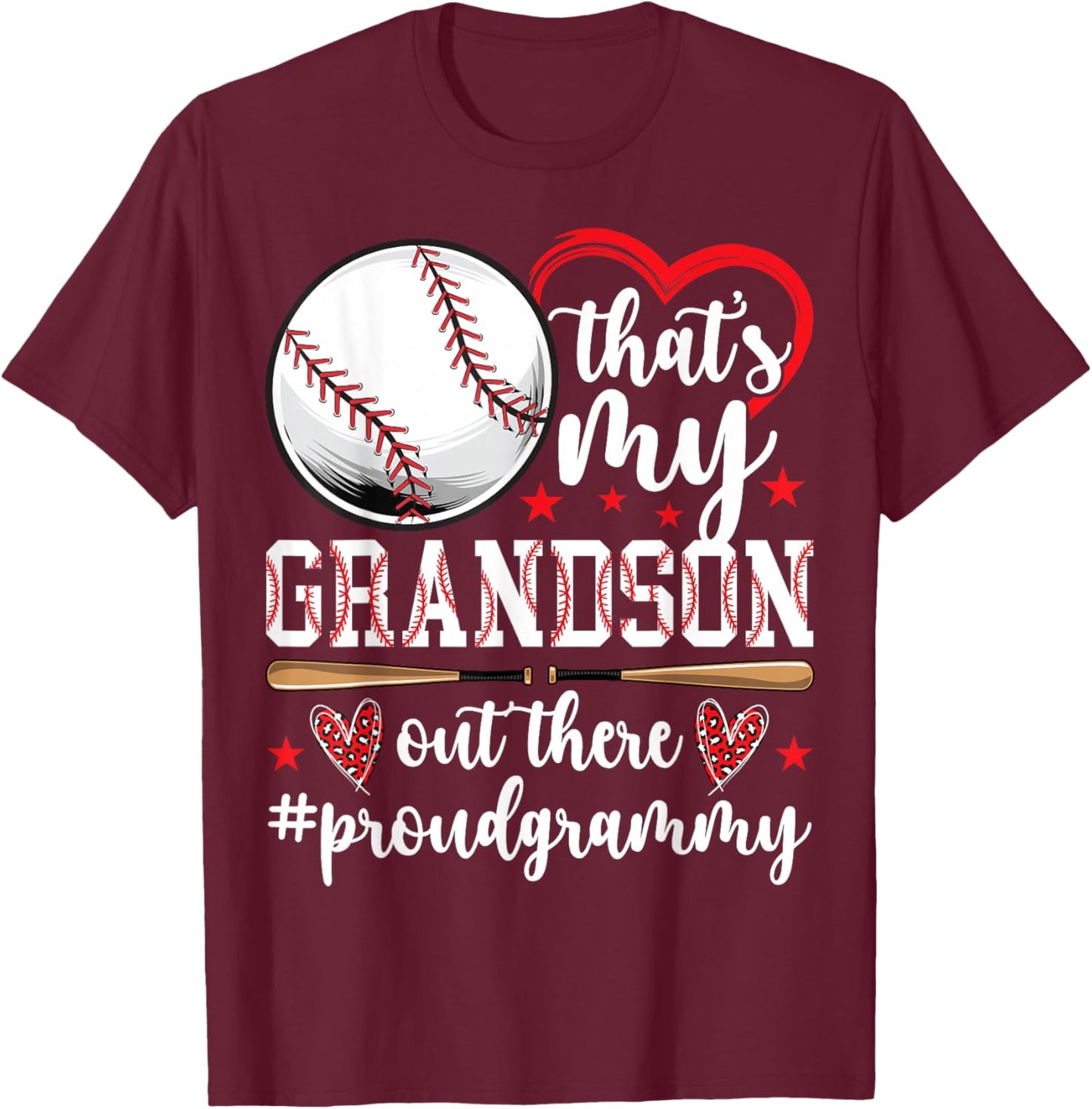 That's My Grandson Baseball Grammy Of A Baseball Player T-Shirt - T-Shirt | Maroon