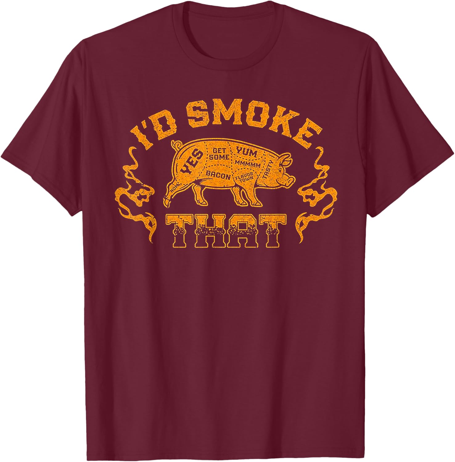 I'd Smoke That Pig Grill BBQ Meat T-Shirt - T-Shirt | Maroon